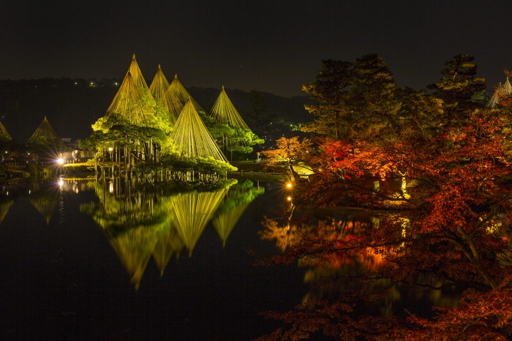 Kenrokuen, a beautiful Japanese garden in Kanazawa City, Ishikawa Prefecture.